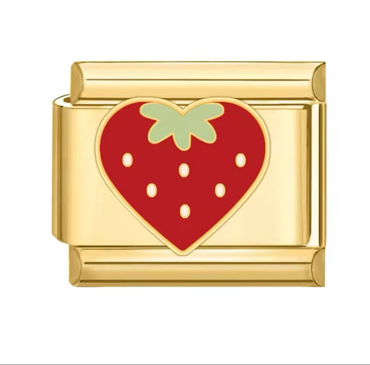 'Strawberry Heart' Gold Charm