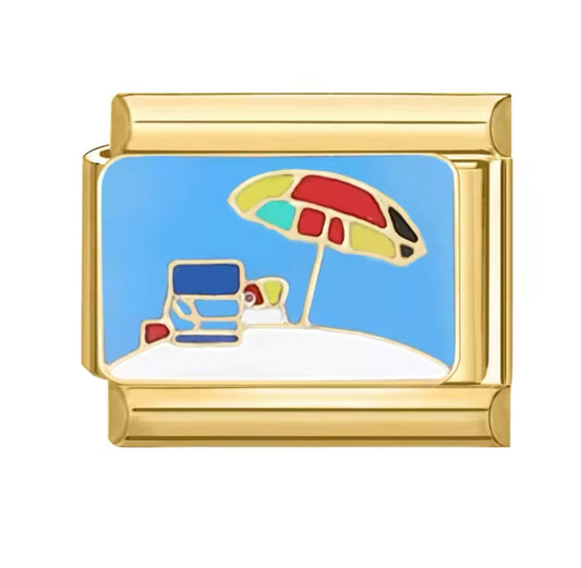 'Beach' Gold Charm